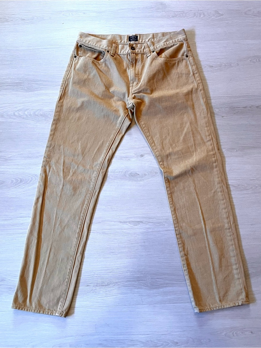J. Crew Men's The Driggs Straight Leg Khaki Tan Jeans Size 32x30